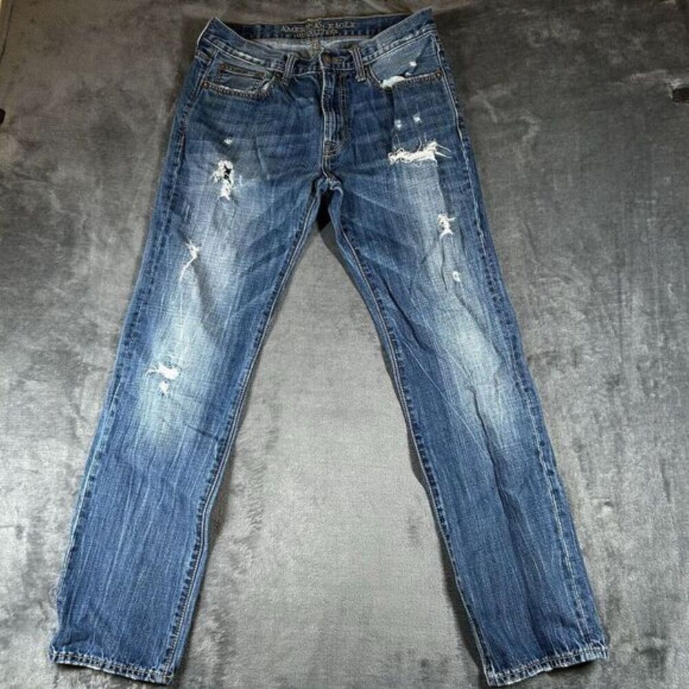 American Eagle Jeans Mens 30x32" Blue‎ Slim Straight Denim Pants Casual Outdoor